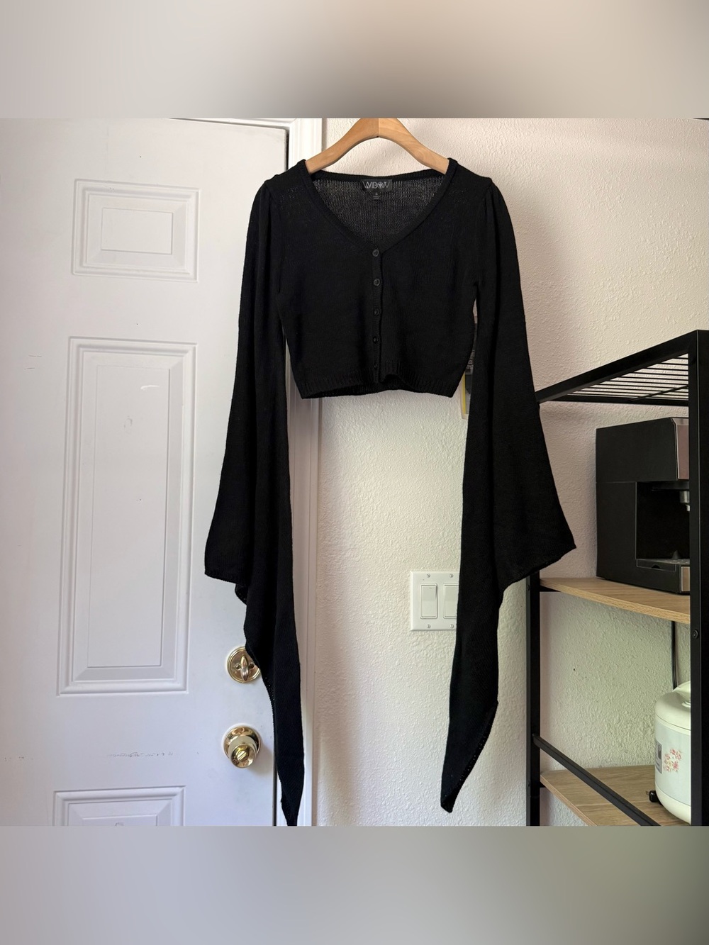 WIDOW black dollskill alternative goth Wednesday cropped bell sleeve cardigan